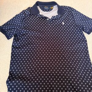 Ralph Lauren Navy Blue Patterned Polo Shirt